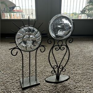 Vintage Sun and Moon Faces Celestial Candle stick holders